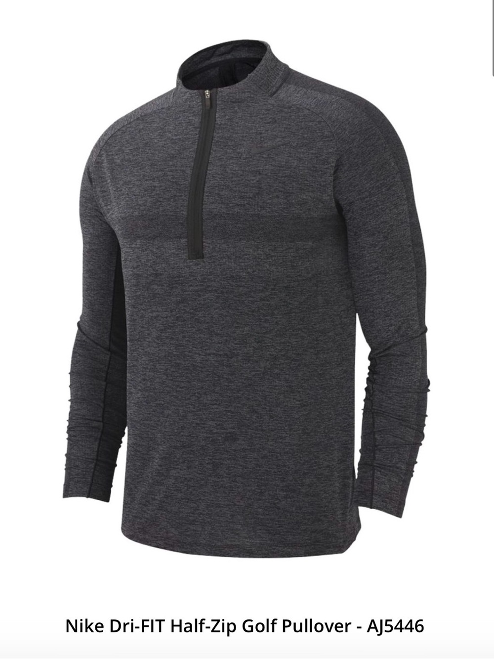 Nike Men's Dri-FIT Statement 1/2- Zip Knit Pullover, Black/Dark Grey size Large